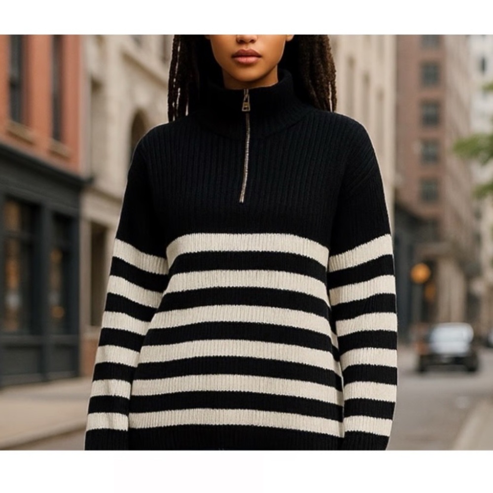 Sage The Label Black Striped Sweater